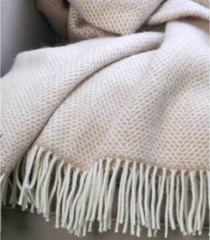 Plaid laine beehive beige Plaid Addict, vente en ligne de Plaids