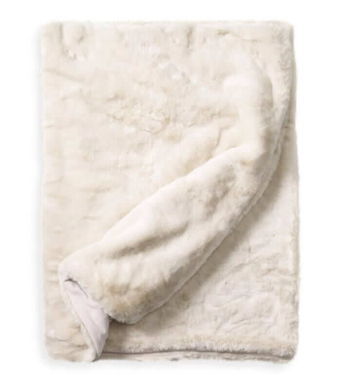 Couvre-lit Fausse Fourrure LUXE Blanc cassé 240 x 260 cm, Plaid Addict