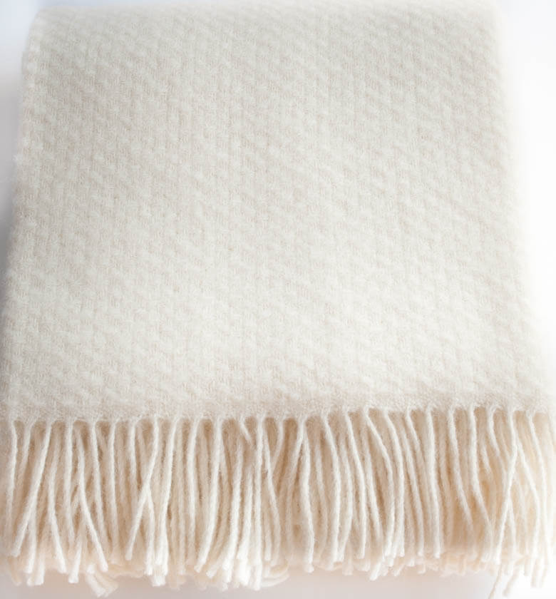 Plaid Laine Uni Blanc cassé Wafer 150 x 183 cm, The Mill, confort haut de gamme