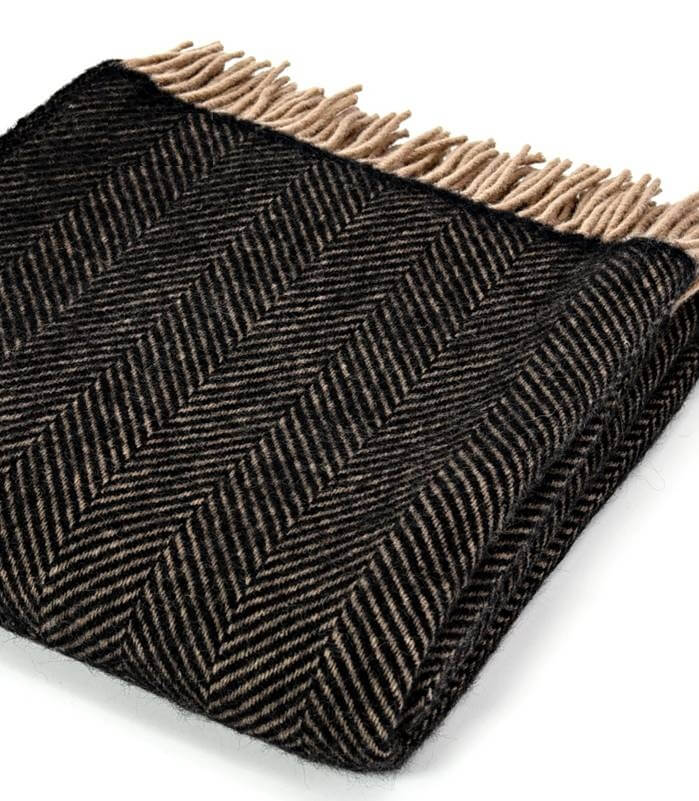 Plaid Laine Chevrons Vintage 150 x 183 cm, The Mill, tissé en Angleterre