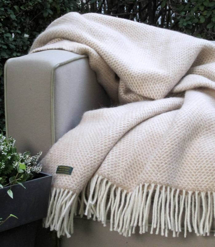 Plaid Laine Beehive Beige - en laine - tissé en Angleterre
