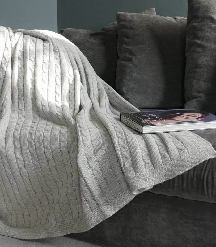 Plaid Hamptons Gris Laine Torsadé, Plaid Addict, confort haut de gamme