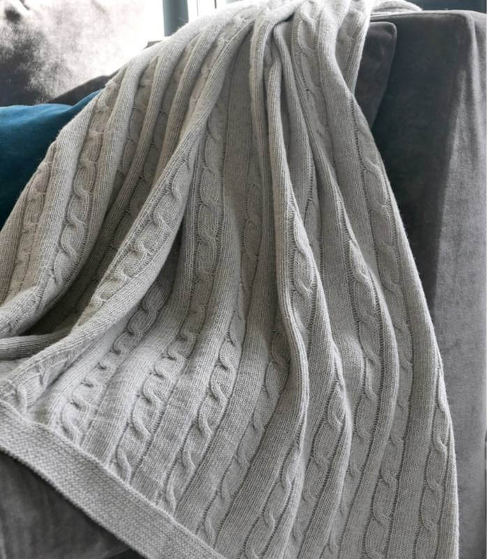 Plaid Hamptons Gris Laine Torsadé, Plaid Addict