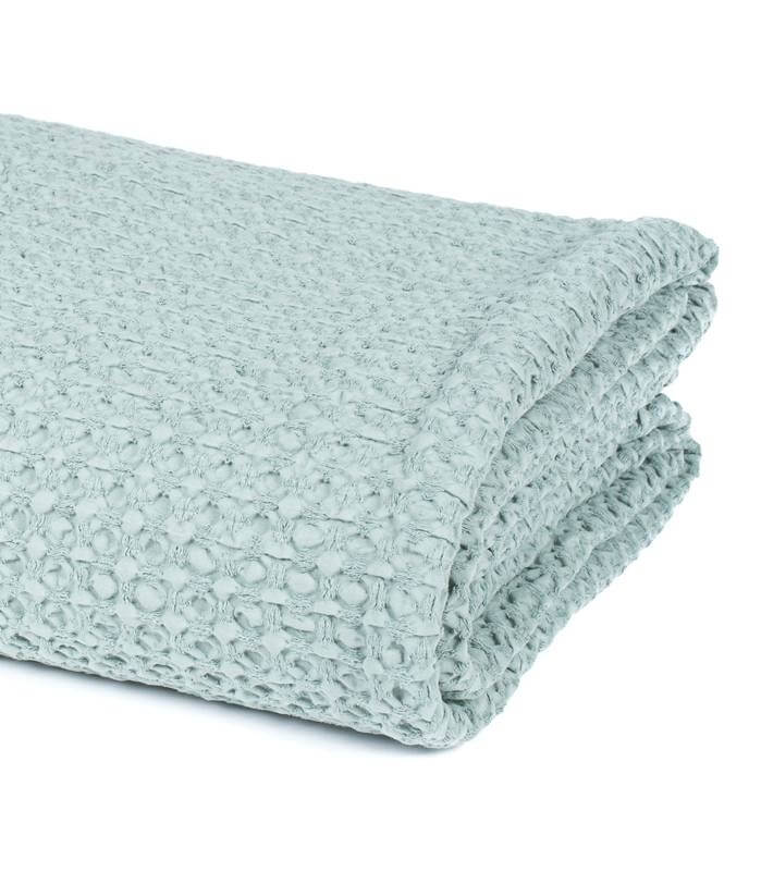 Jeté de canapé/couvre-lit Vert céladon 100% coton, Plaid Addict