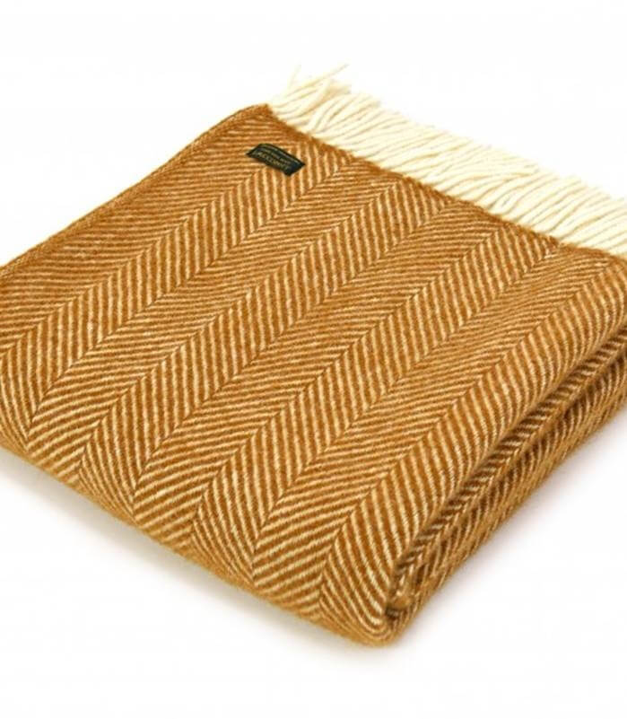 Plaid Laine Jaune Moutarde 150 x 183 cm, The Mill, confort haut de gamme