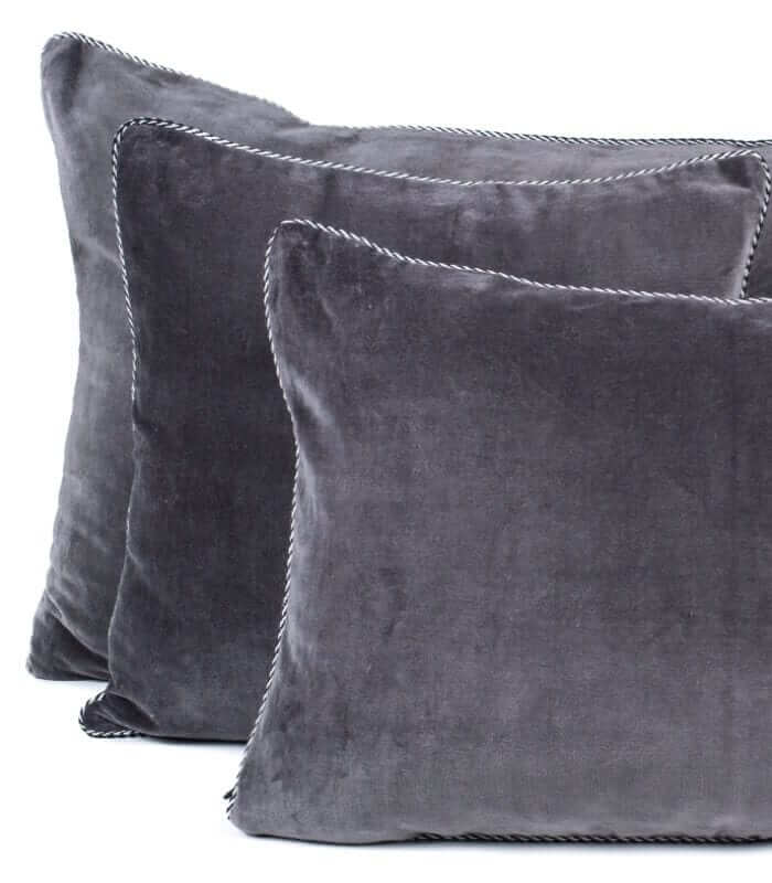 Coussin Velours Gris 45 x 45cm, Plaid Addict