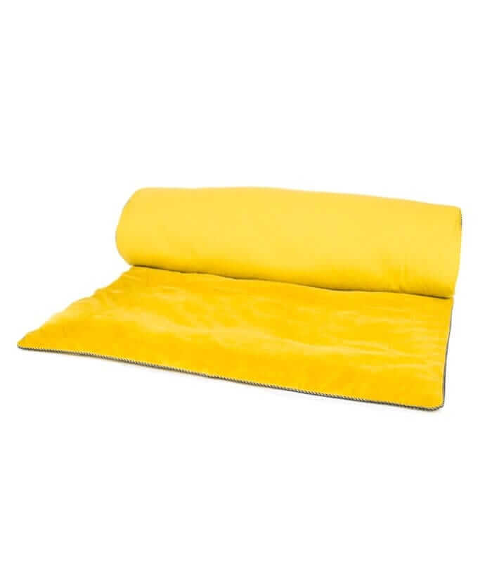 Edredon Bout de lit Velours Jaune 85 x 200cm, Plaid Addict