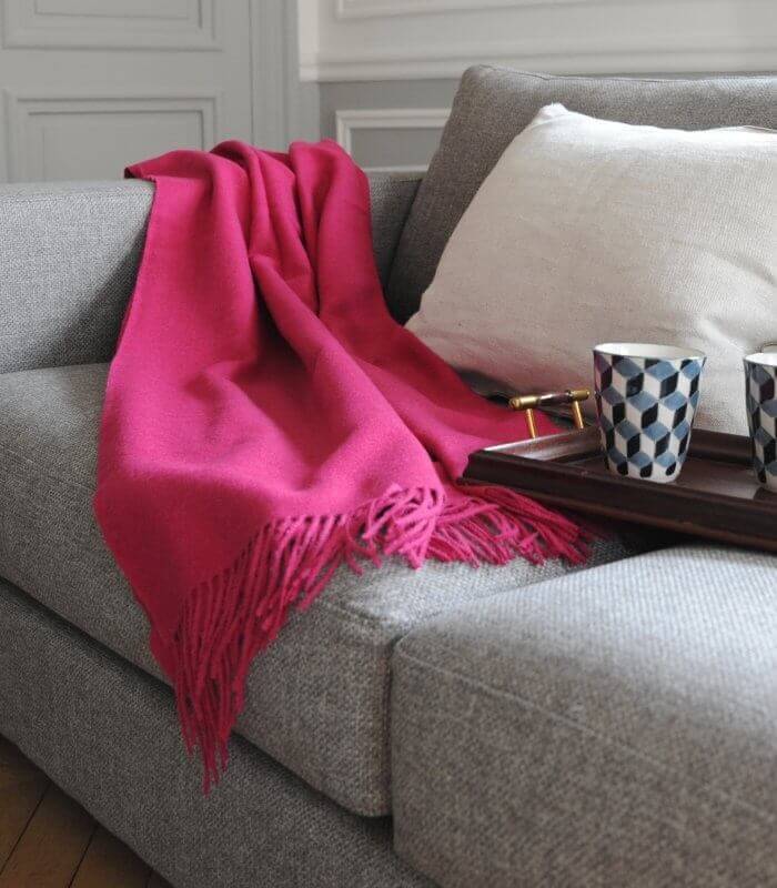 Plaid Laine Alpaga Luxe Framboise 130 x 180cm, Casa Paola, confort haut de gamme