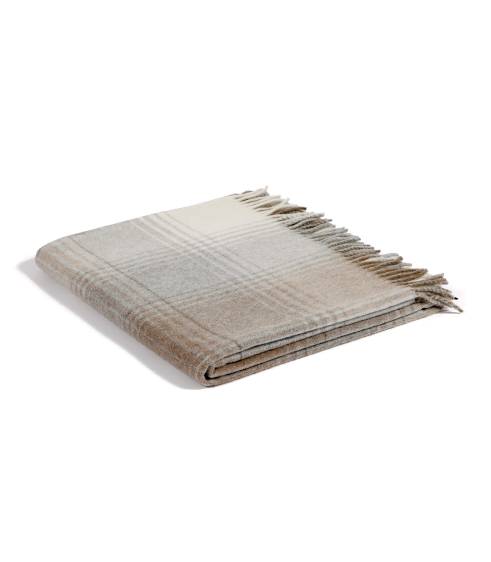 Plaid 100% Pure Laine Carreaux Beige - Collection CAPRI - Douceur et Qualité, Plaid Addict, confort haut de gamme