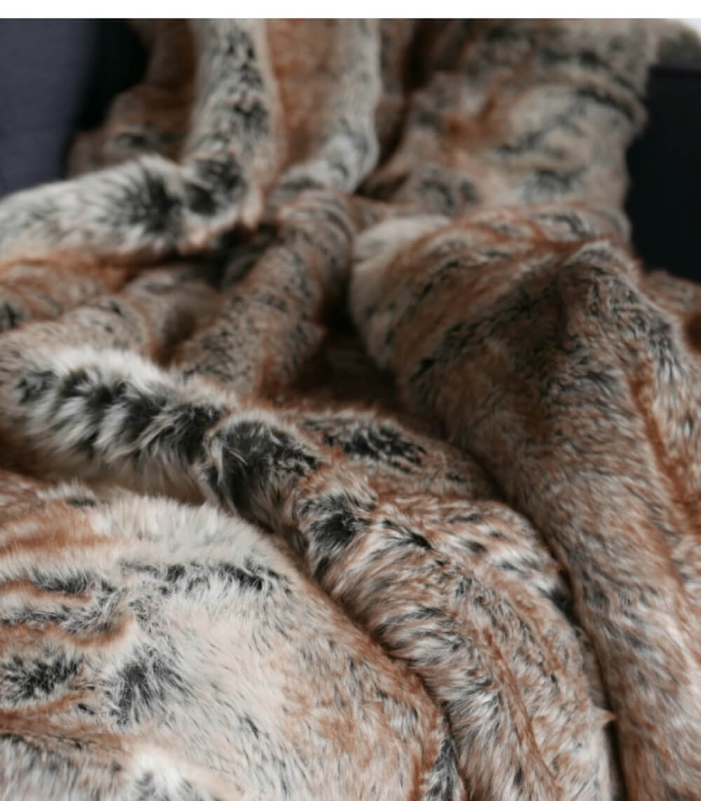 Plaid Fausse Fourrure Luxe Renard 150 x 200 cm, Plaid Addict, idée cadeau déco