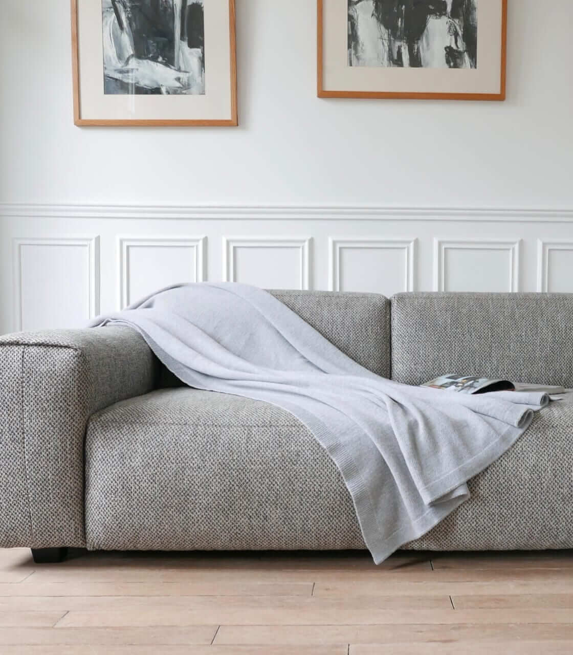 Plaid Long Island Gris Laine Tricoté 140 x 200 cm, Plaid Addict, gros plan sur la matière