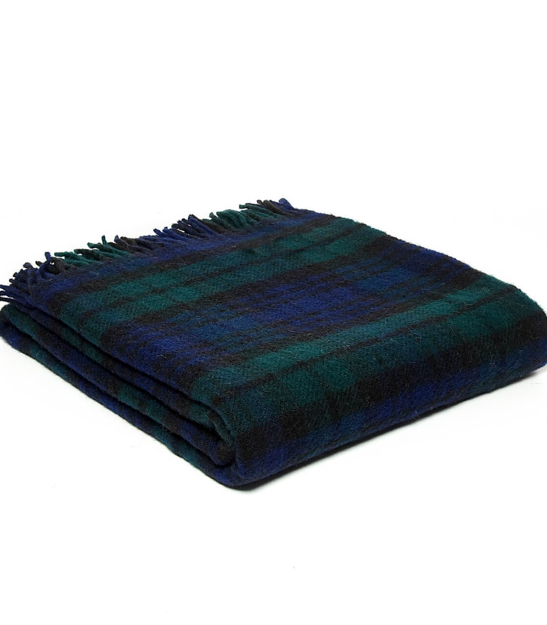 Plaid Pure Laine Écossais Black Watch 150 x 183 cm, The Mill, gros plan sur la matière