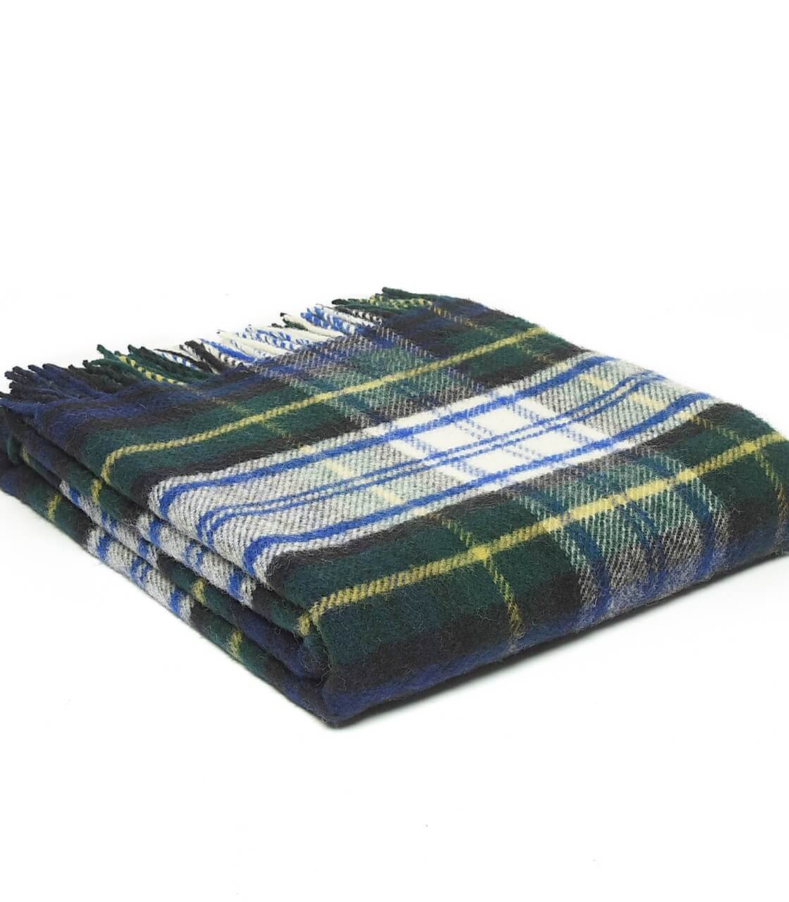 Plaid pure laine or - détail texture douce pour jeté de canapé ou de lit