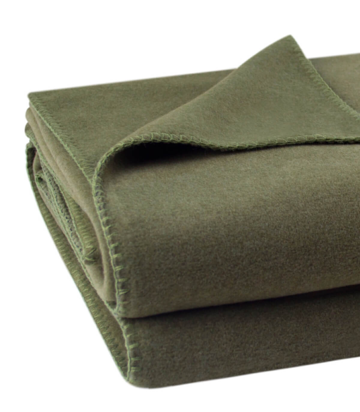 Plaid Polaire Luxe Vert Kaki 110 x 160 cm, Zoeppritz, tissé en Italie