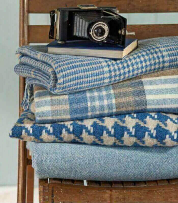Plaid Laine Mérinos Melbourne Bleu 140 x 185 cm, Plaid Addict, confort haut de gamme