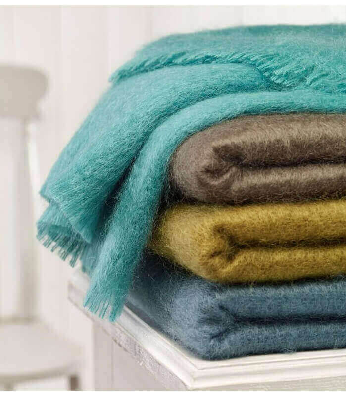 Plaid Mohair Bleu Vert Luxe - confort et douceur en Mohair