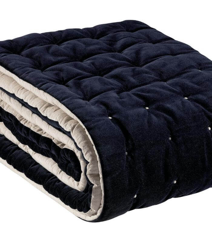 Chemin de lit Velours ELISE Bleu Cobalt 90 x 240 cm, Vivaraise