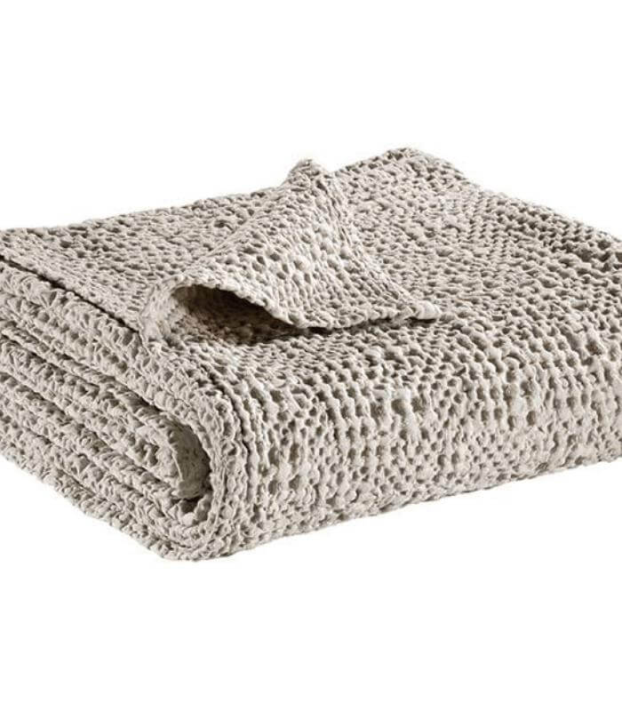 Jeté de canapé/Couvre-lit 100% coton TANA Beige Lin, Vivaraise
