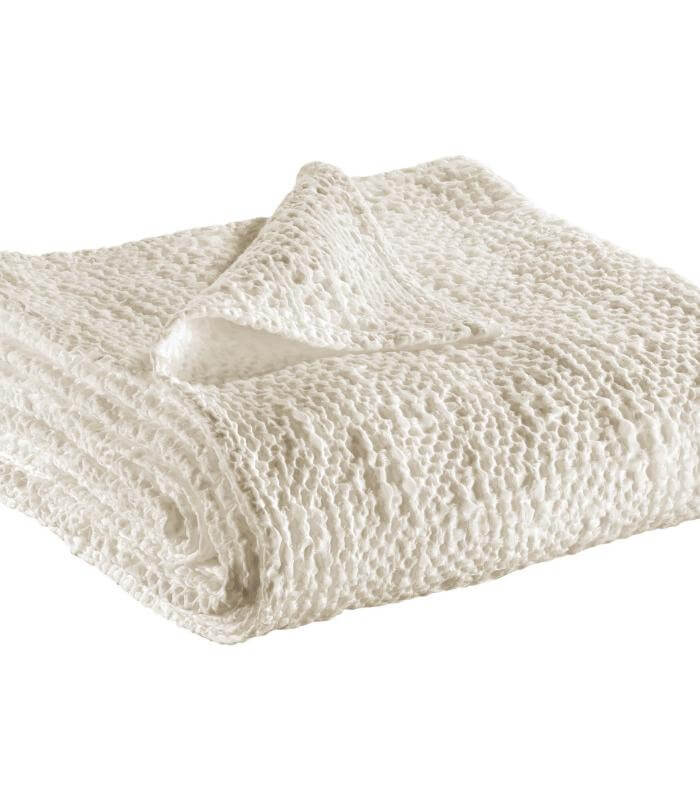 Jeté de canapé/Couvre-lit 100% coton TANA Blanc Craie, Vivaraise