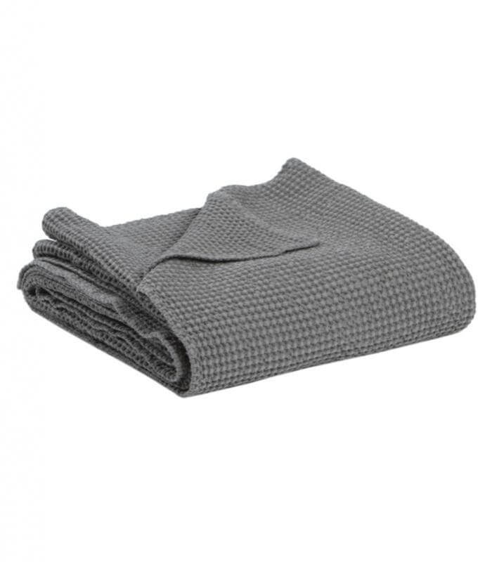 Jeté de canapé/Couvre-lit 100% coton MAIA Gris Foncé, Vivaraise, gros plan sur la matière