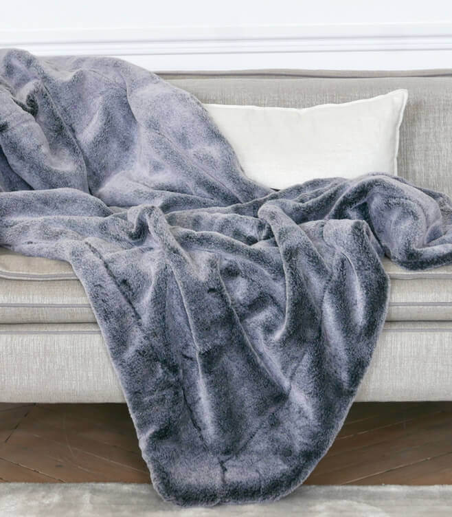 Plaid Fausse Fourrure Gris 140 x 180 cm, Plaid Addict