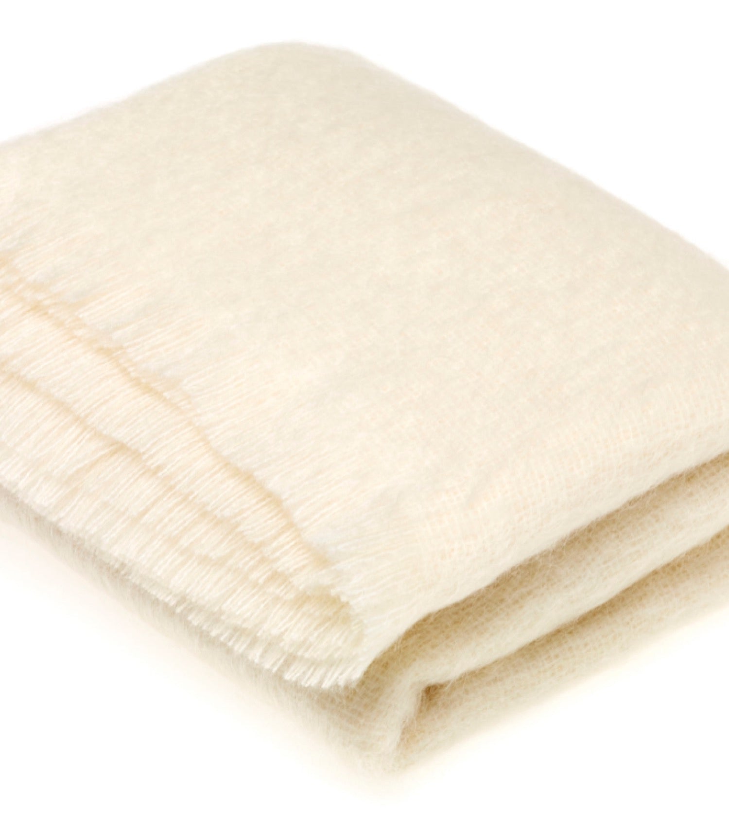 Plaid Mohair Blanc Cassé Naturel Luxe 140 x 180 cm, B at Home, tissé en Angleterre