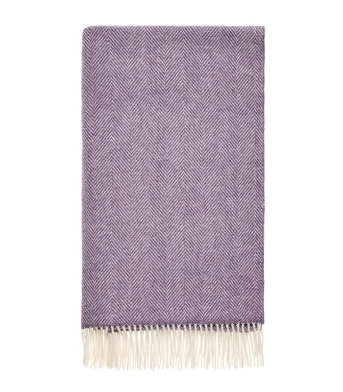 Plaid Laine Chevrons Lavande 140 x185 cm, B at Home, confort haut de gamme