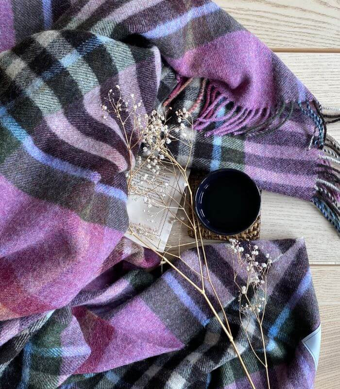 Plaid Laine Ecossais Framboise - Collection Country 140 x185 cm, Plaid Addict