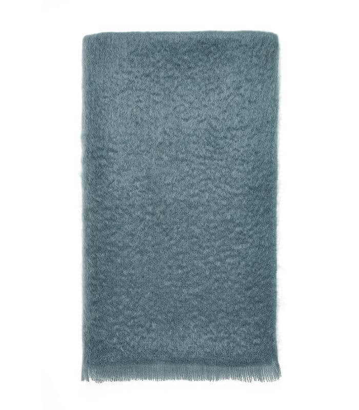 Plaid Mohair Bleu Vert Luxe - vue lifestyle sur canapé ou lit