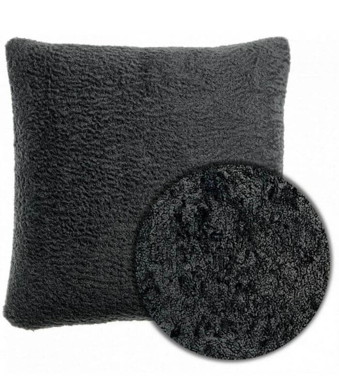 Coussin Fausse Fourrure Barry Cendre 45 x 45 cm, Vivaraise