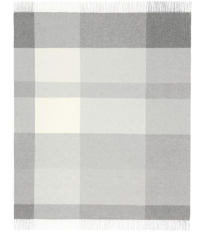 Plaid Cachemire à Carreaux Gris 130 x 170 cm - Collection VENICE, Plaid Addict, confort haut de gamme