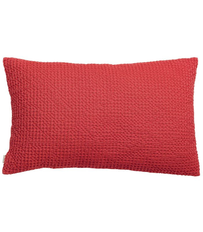 Coussin Coton MAIA Groseille, Vivaraise, gros plan sur la matière