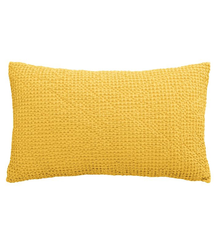 Coussin Coton MAIA Jaune, Vivaraise, gros plan sur la matière