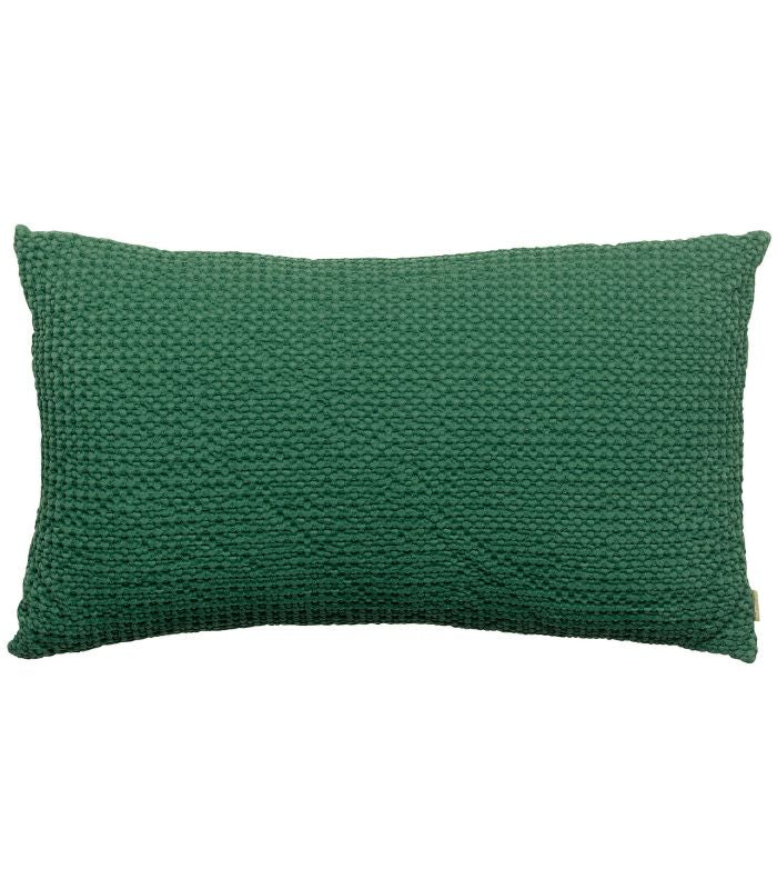 Coussin Coton MAIA Vert Epicéa, Vivaraise, gros plan sur la matière