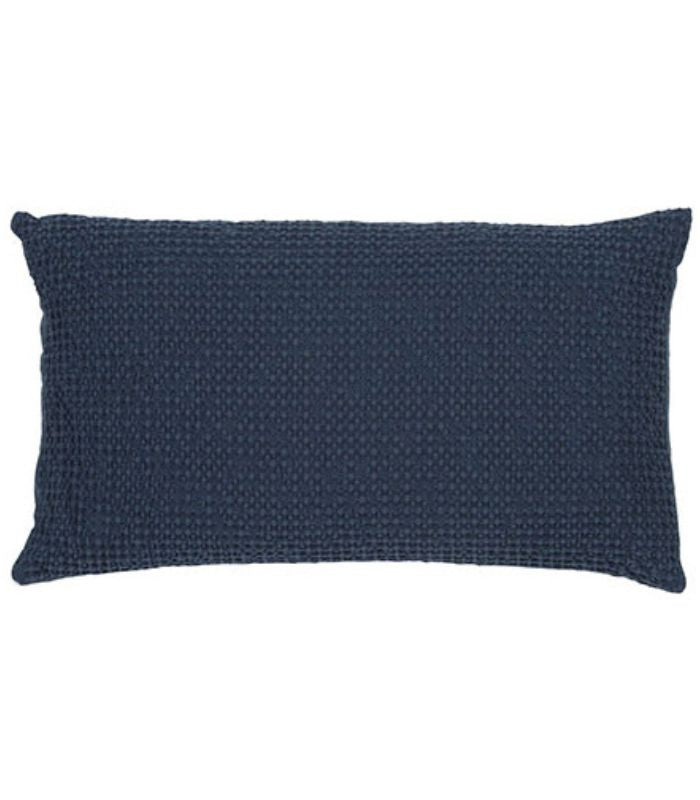 Coussin Coton MAIA Bleu Marine, Vivaraise, gros plan sur la matière