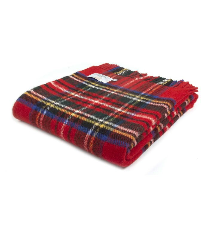 Plaid Pure Laine Écossais Royal Stewart 150 x 183 cm, The Mill, gros plan sur la matière