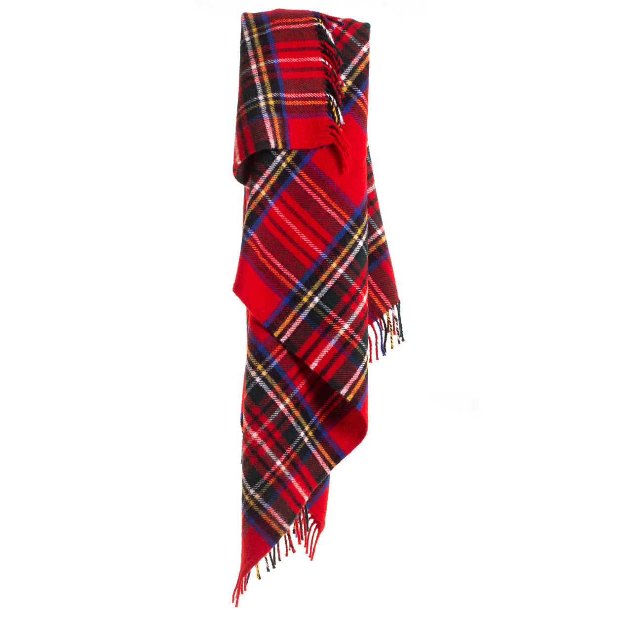 Plaid Pure Laine Écossais Royal Stewart 150 x 183 cm, The Mill, drapé sur un canapé
