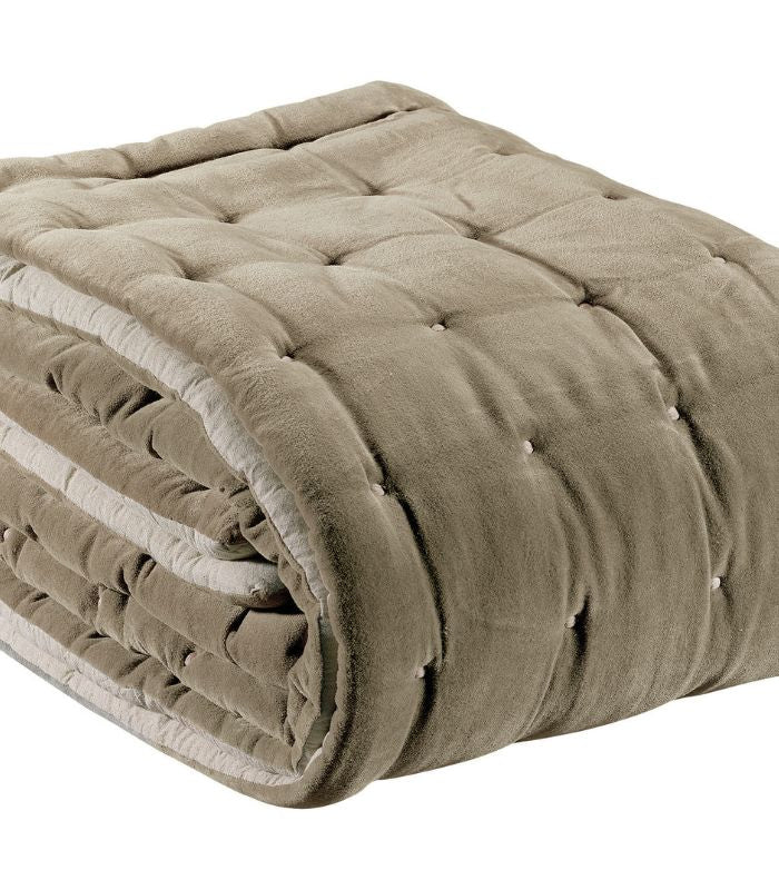 Chemin de lit Velours ELISE Ficelle 90 x 240 cm, Vivaraise