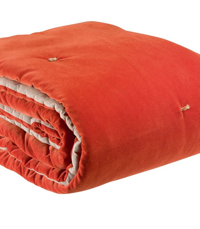 Plaid Noué Velours ELISE Orange 140 x 200 cm, Plaid Addict