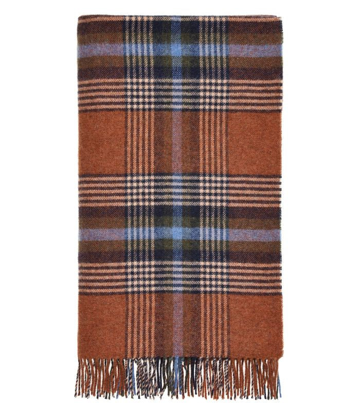 Plaid Laine Ecossais Orangé foncé et Bleu 140 x 185 cm, B at Home, tissé en Angleterre