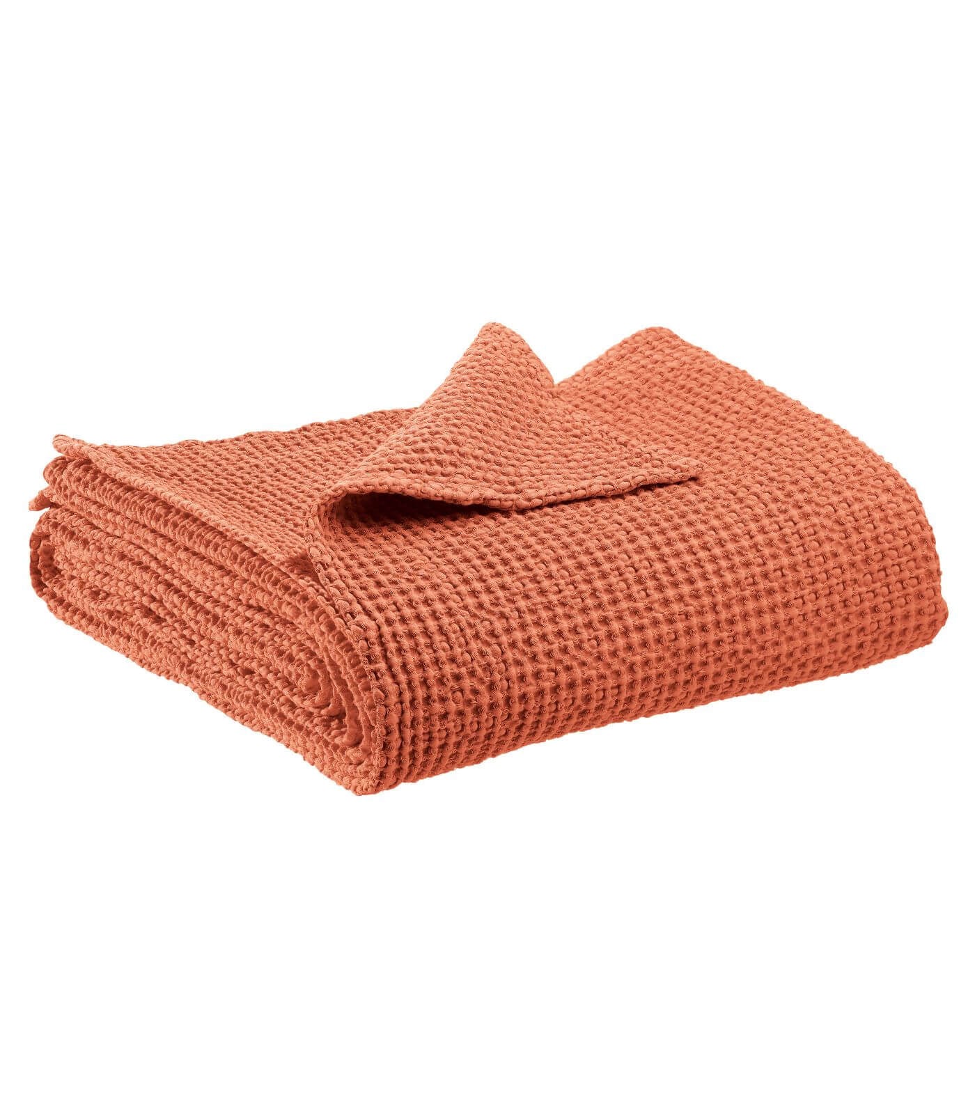 Plaid coton orange - détail texture douce pour couvre-lit et chambre
