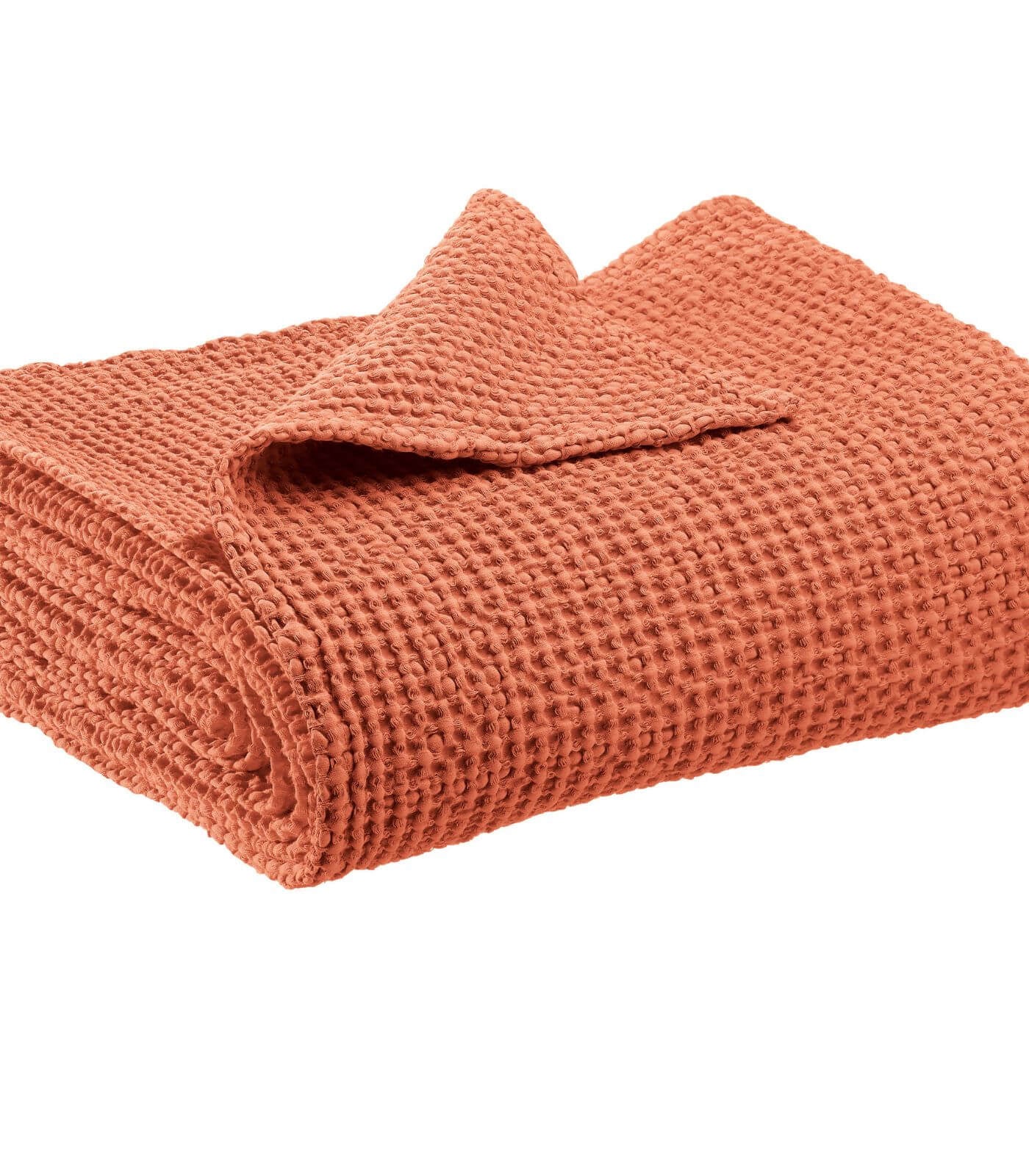 Jeté de canapé/ Couvre-lit 100% coton MAIA Orange Citrouille - en coton - haut de gamme
