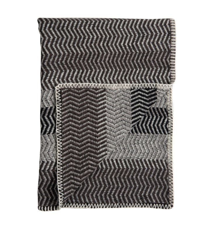 Plaid Pure Laine FRI Noir et Gris 150 x 200 cm, Roros Tweed, tissé en Norvège