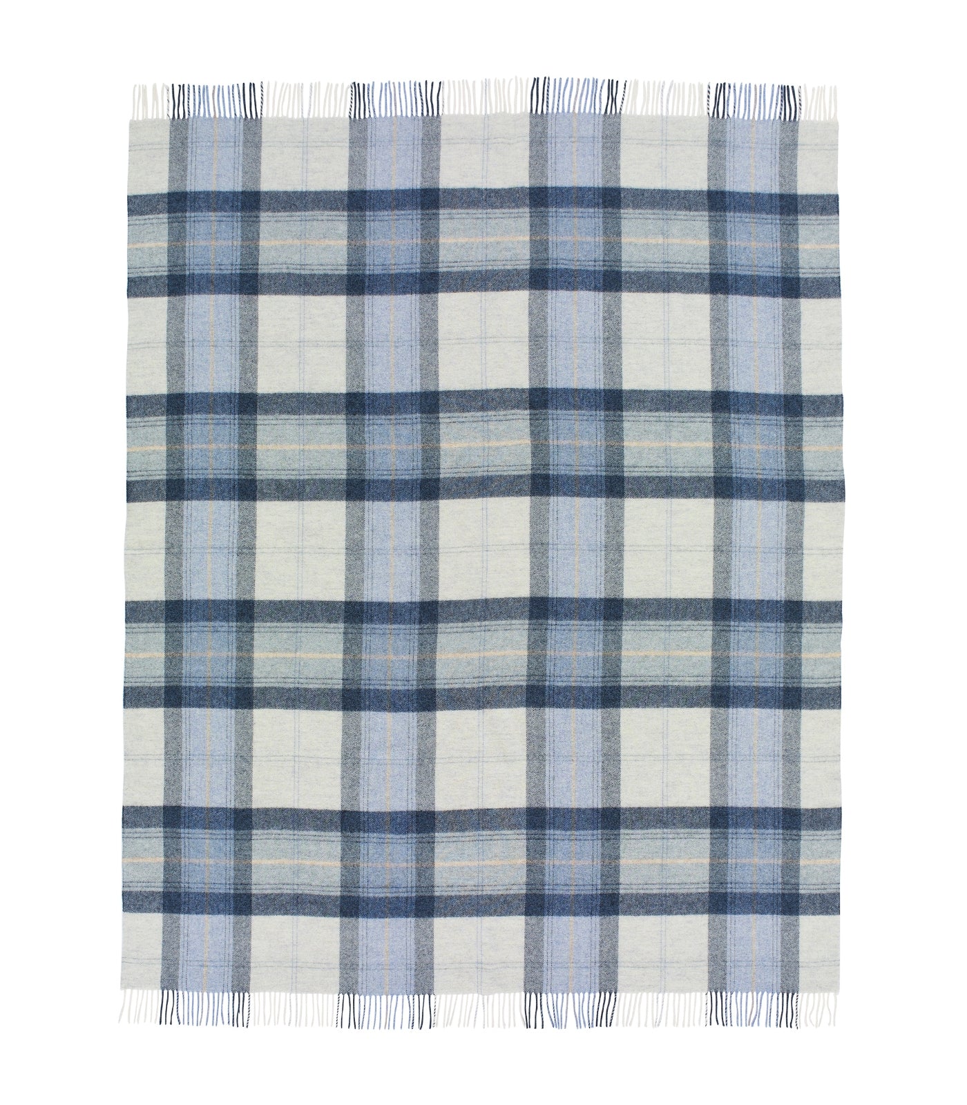 Plaid Laine Ecossais Skye Bleu 140 x 185 cm, B at Home, gros plan sur la matière