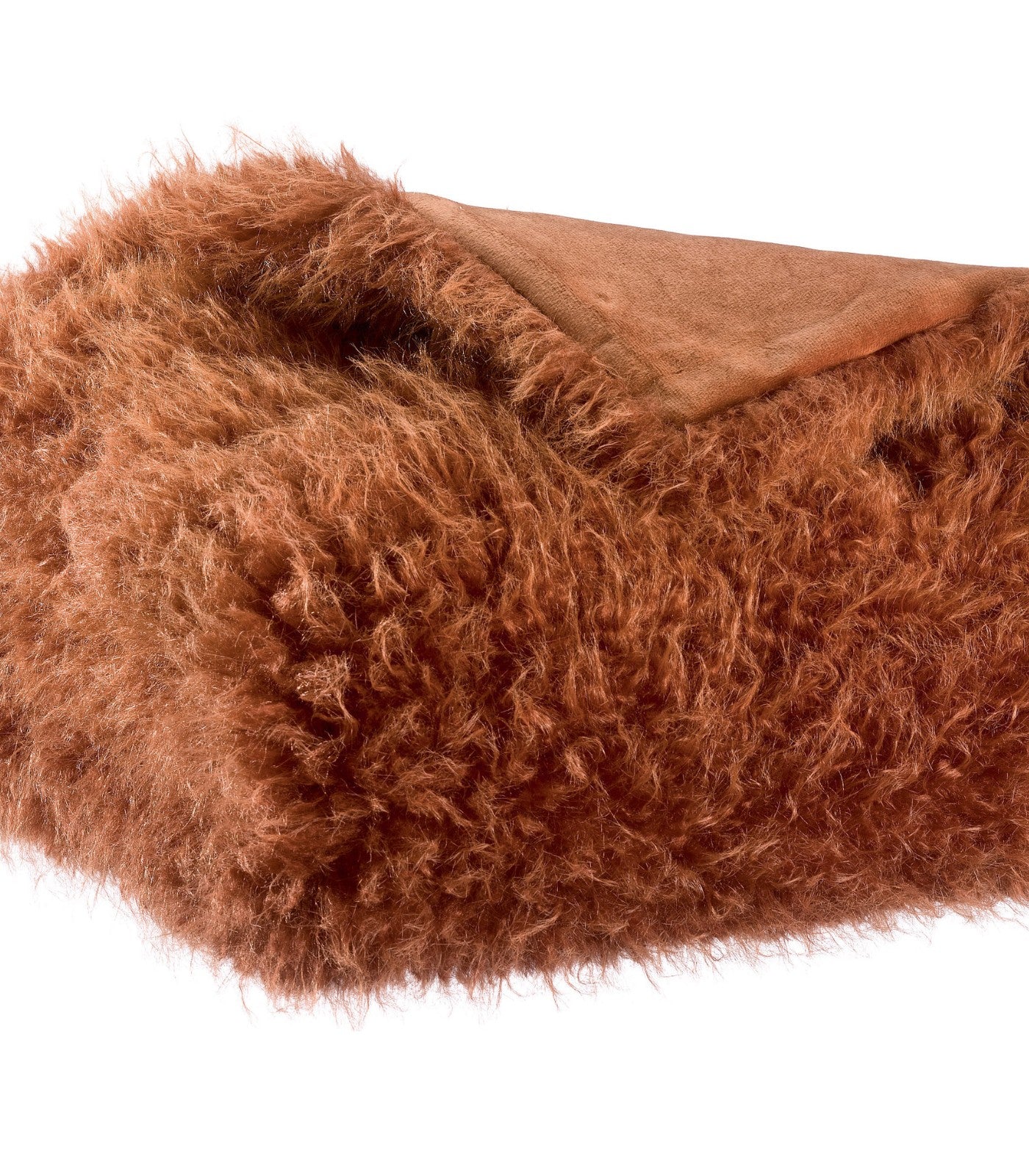Plaid Fausse Fourrure Rouille Imitation Mouton - 130 x 160 cm, Vivaraise