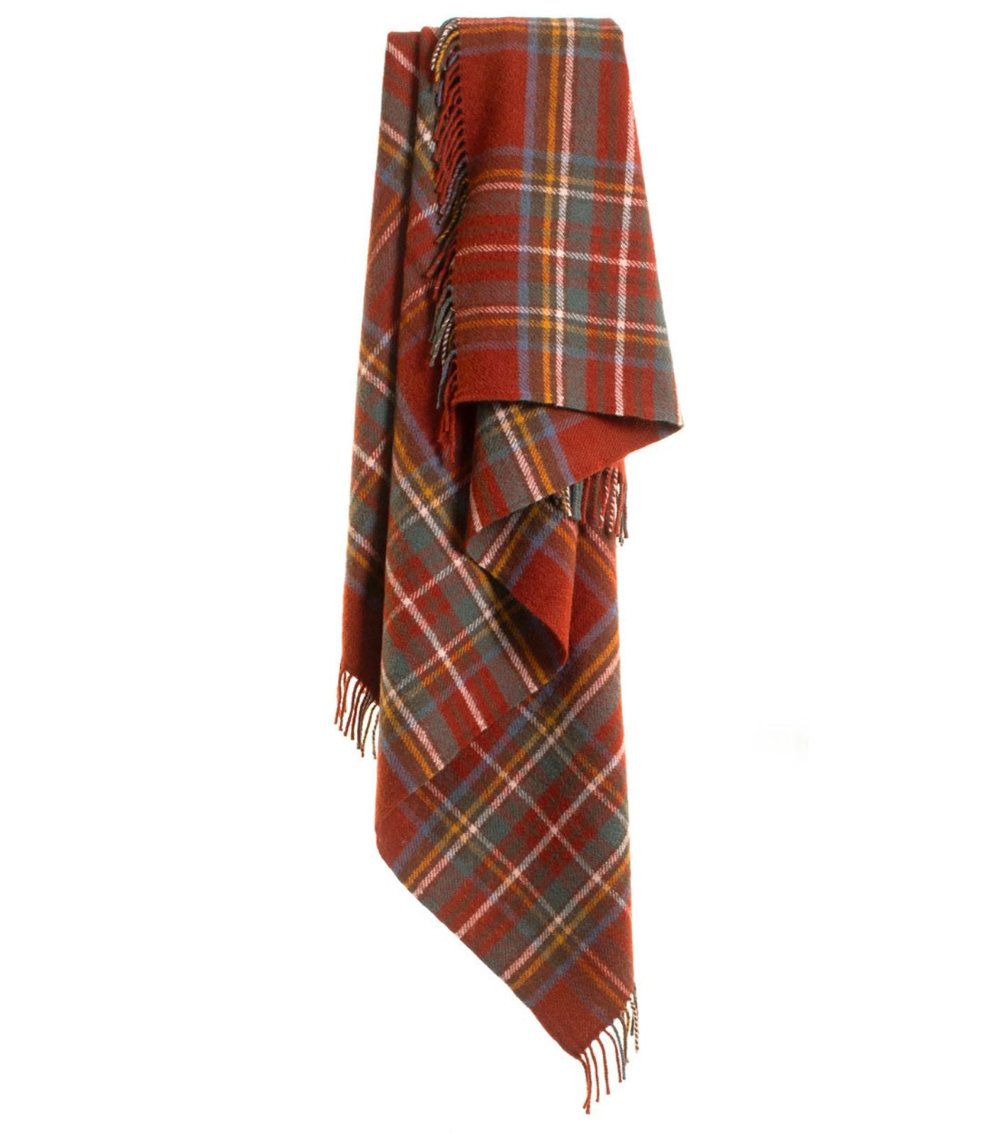 Plaid Pure Laine Écossais Antique Royal Stewart 150 x 183 cm, The Mill, drapé sur un canapé