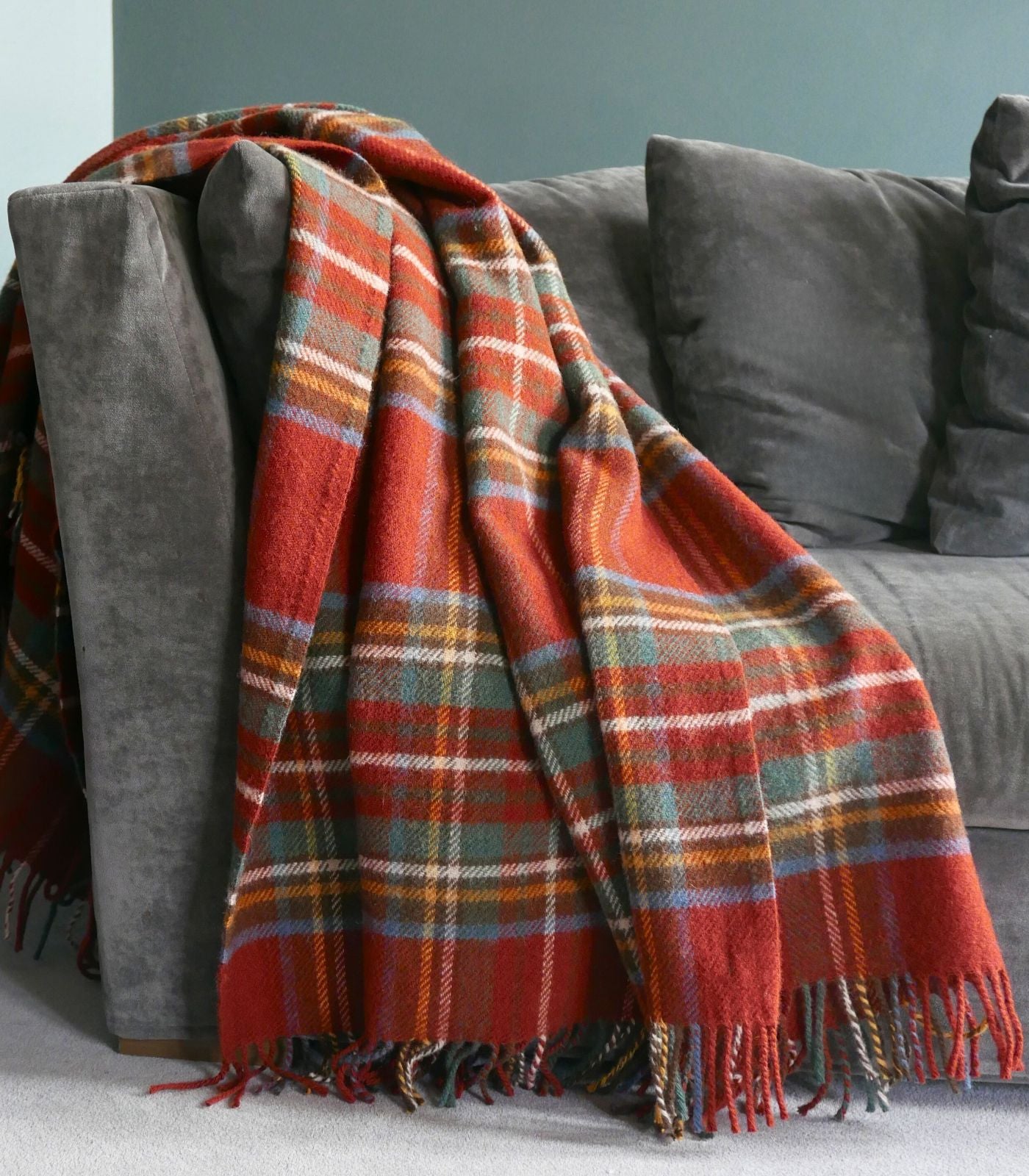 Plaid Pure Laine Écossais Antique Royal Stewart 150 x 183 cm, The Mill, tissé en Angleterre