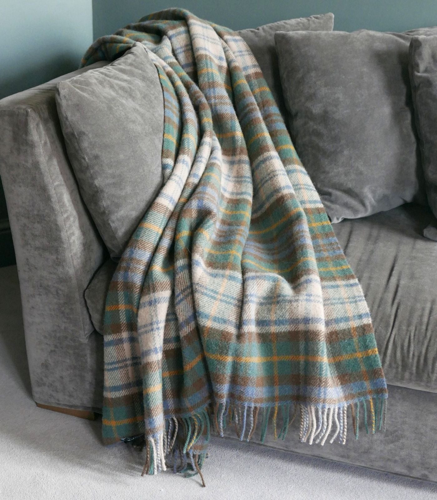 Plaid Pure Laine Écossais Antique Dress Gordon 150 x 183 cm, The Mill, gros plan sur la matière