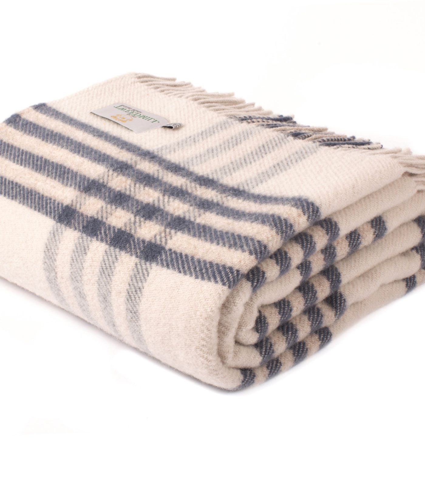 Plaid Laine Carreaux Bleu et Ecru 150 x 240cm - Collection Aspen, The Mill, tissé en Angleterre