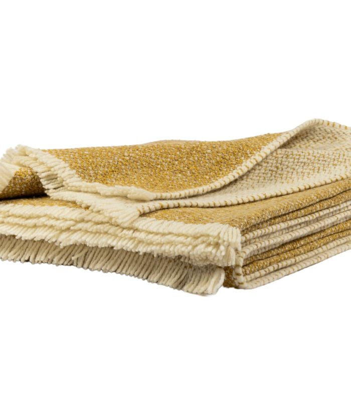 Plaid Laine et Soie Hera Jaune 140 x 180 cm, Plaid Addict, confort haut de gamme